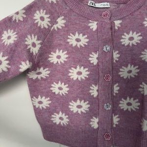 Zara Floral Cropped Cardigan Sweater